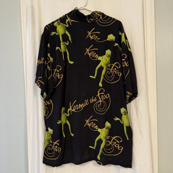 Disney Kermit the Frog Men’s XXL Button Up Shirt PBS Sesame Street The Muppets - Picture 9 of 13